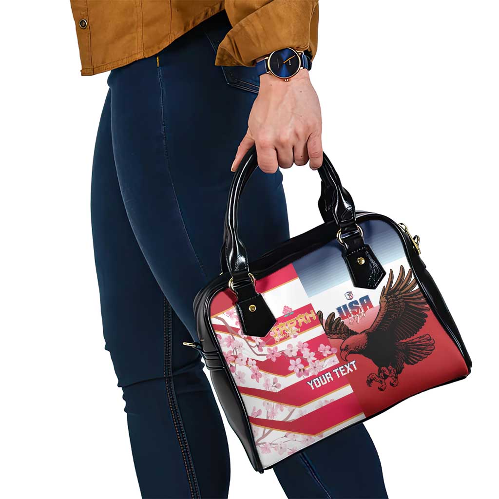 USA and Japan Rugby Custom Shoulder Handbag Eagles Brave Blossoms Together Pacific LT14