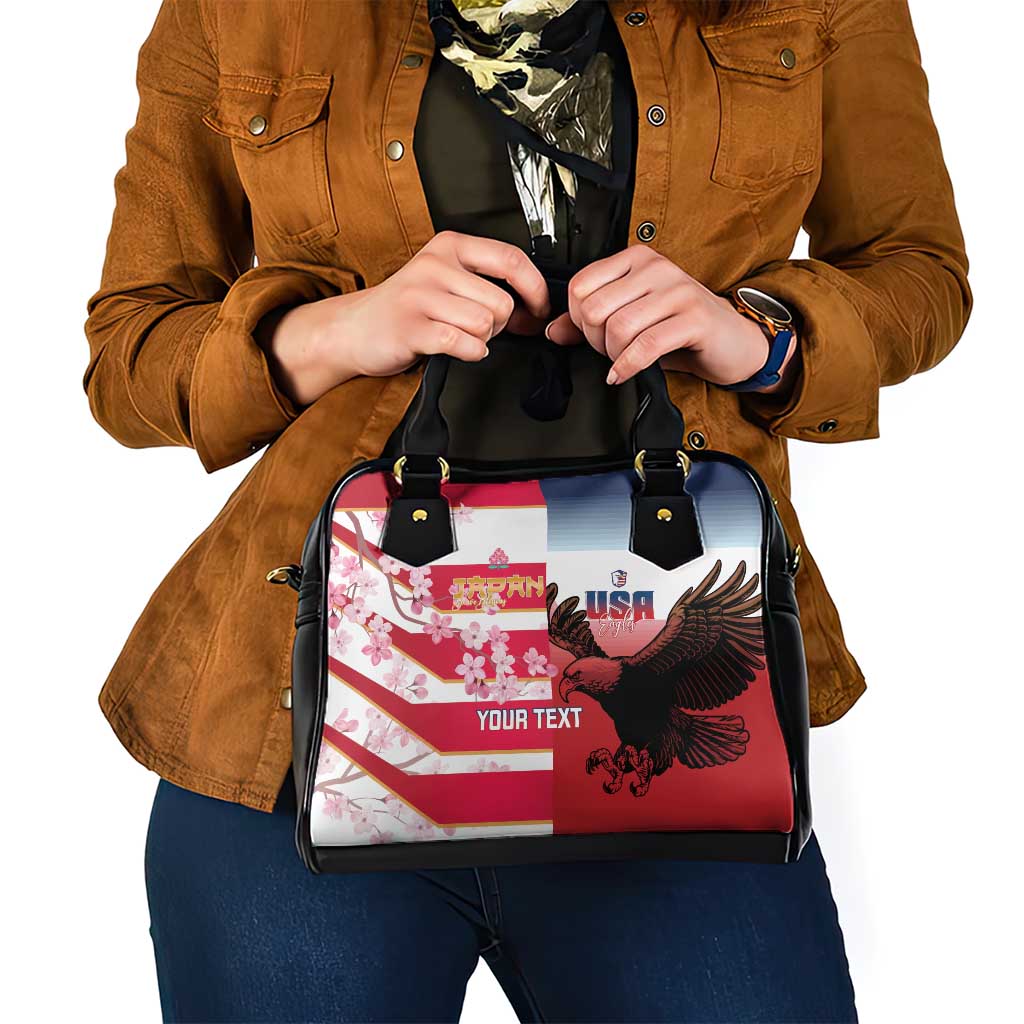 USA and Japan Rugby Custom Shoulder Handbag Eagles Brave Blossoms Together Pacific LT14