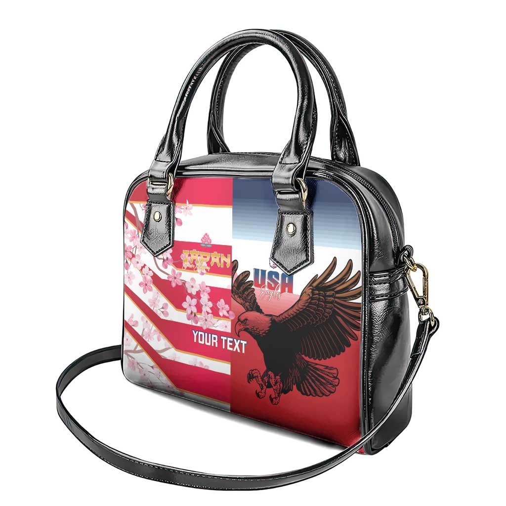 USA and Japan Rugby Custom Shoulder Handbag Eagles Brave Blossoms Together Pacific LT14