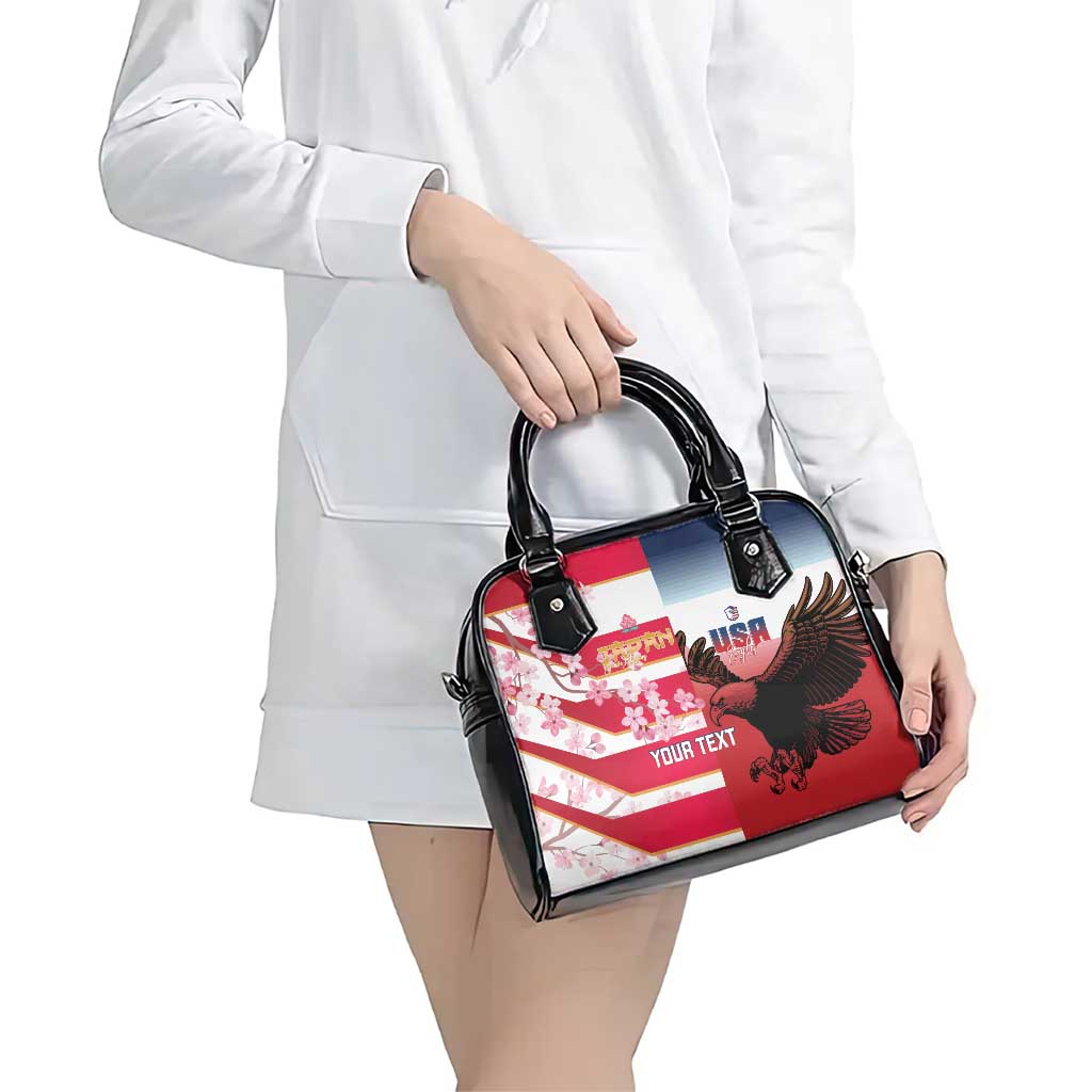 USA and Japan Rugby Custom Shoulder Handbag Eagles Brave Blossoms Together Pacific LT14