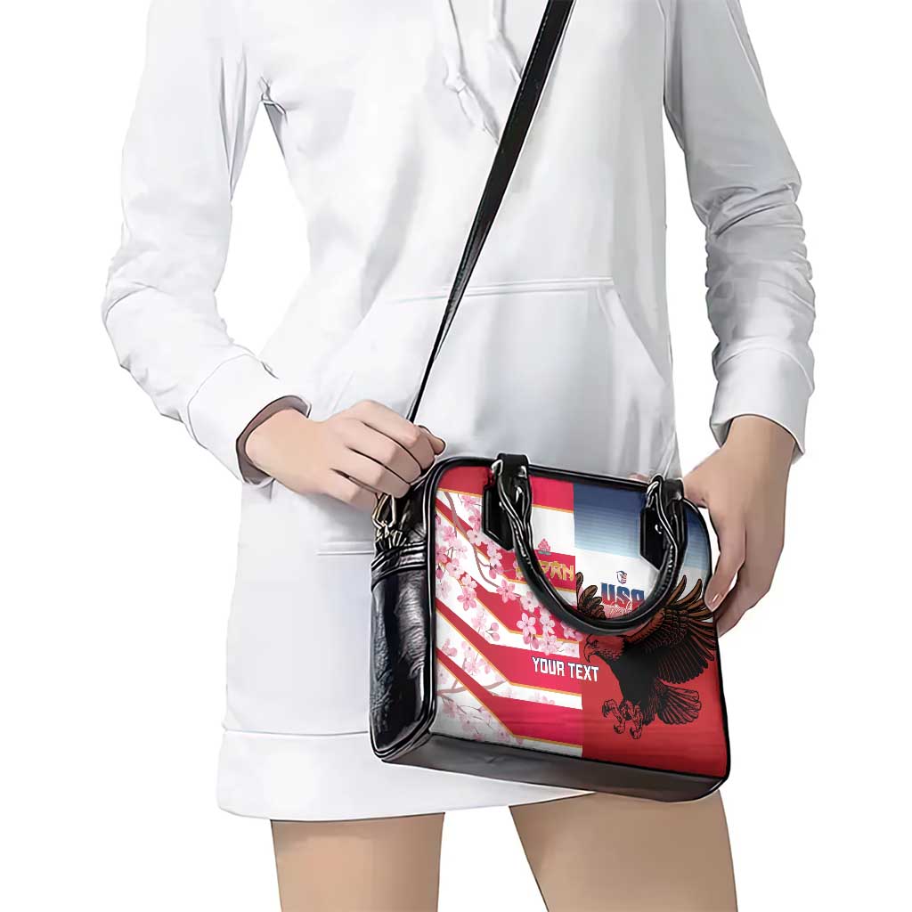USA and Japan Rugby Custom Shoulder Handbag Eagles Brave Blossoms Together Pacific LT14