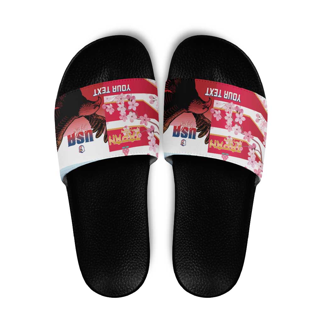 USA and Japan Rugby Custom Slide Sandals Eagles Brave Blossoms Together Pacific LT14