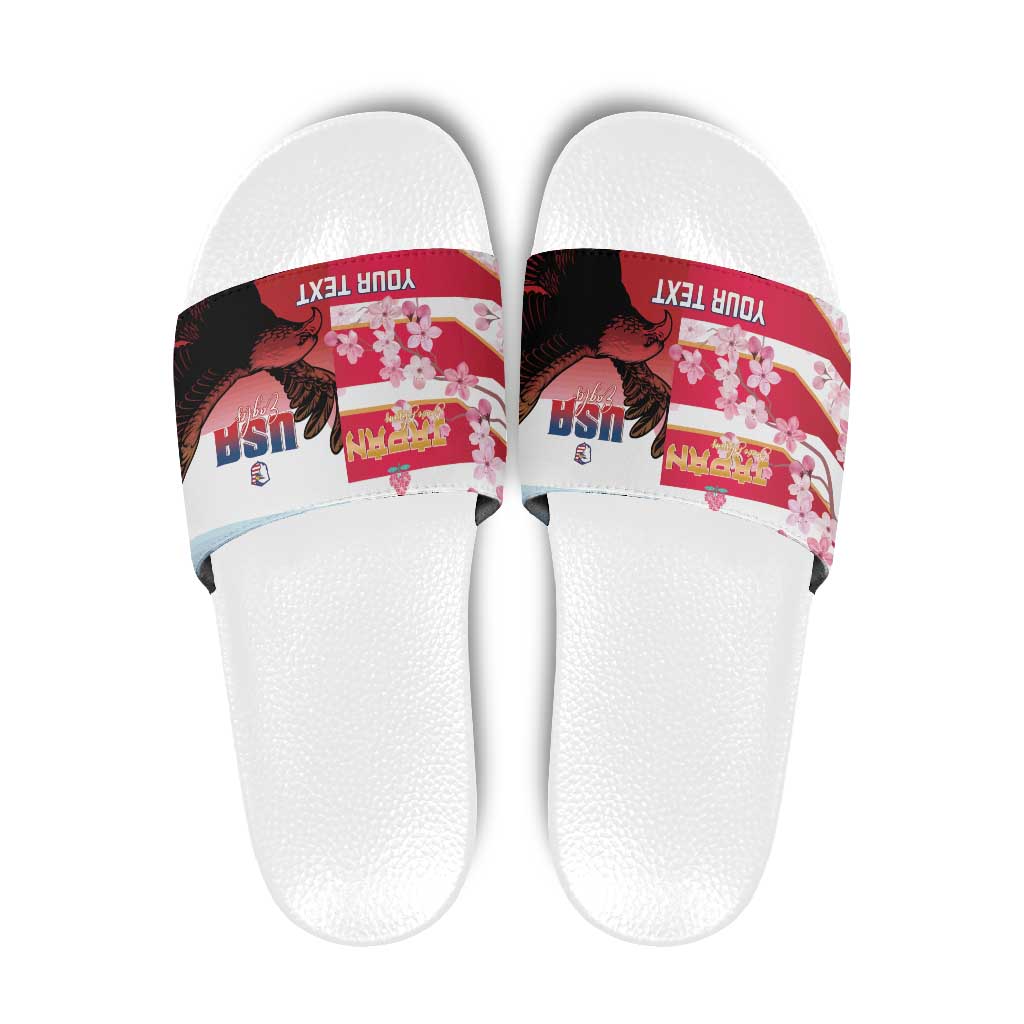 USA and Japan Rugby Custom Slide Sandals Eagles Brave Blossoms Together Pacific LT14