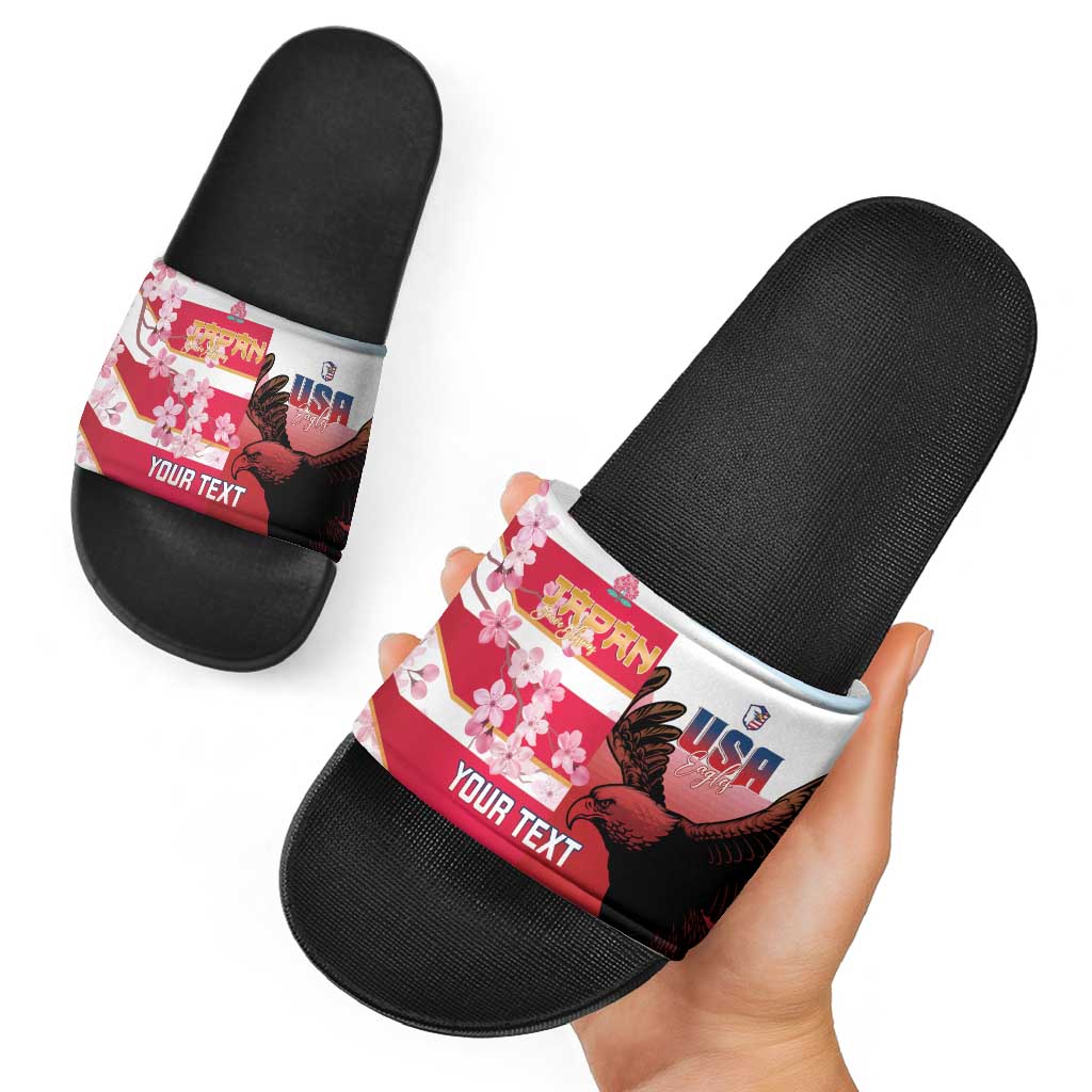 USA and Japan Rugby Custom Slide Sandals Eagles Brave Blossoms Together Pacific LT14