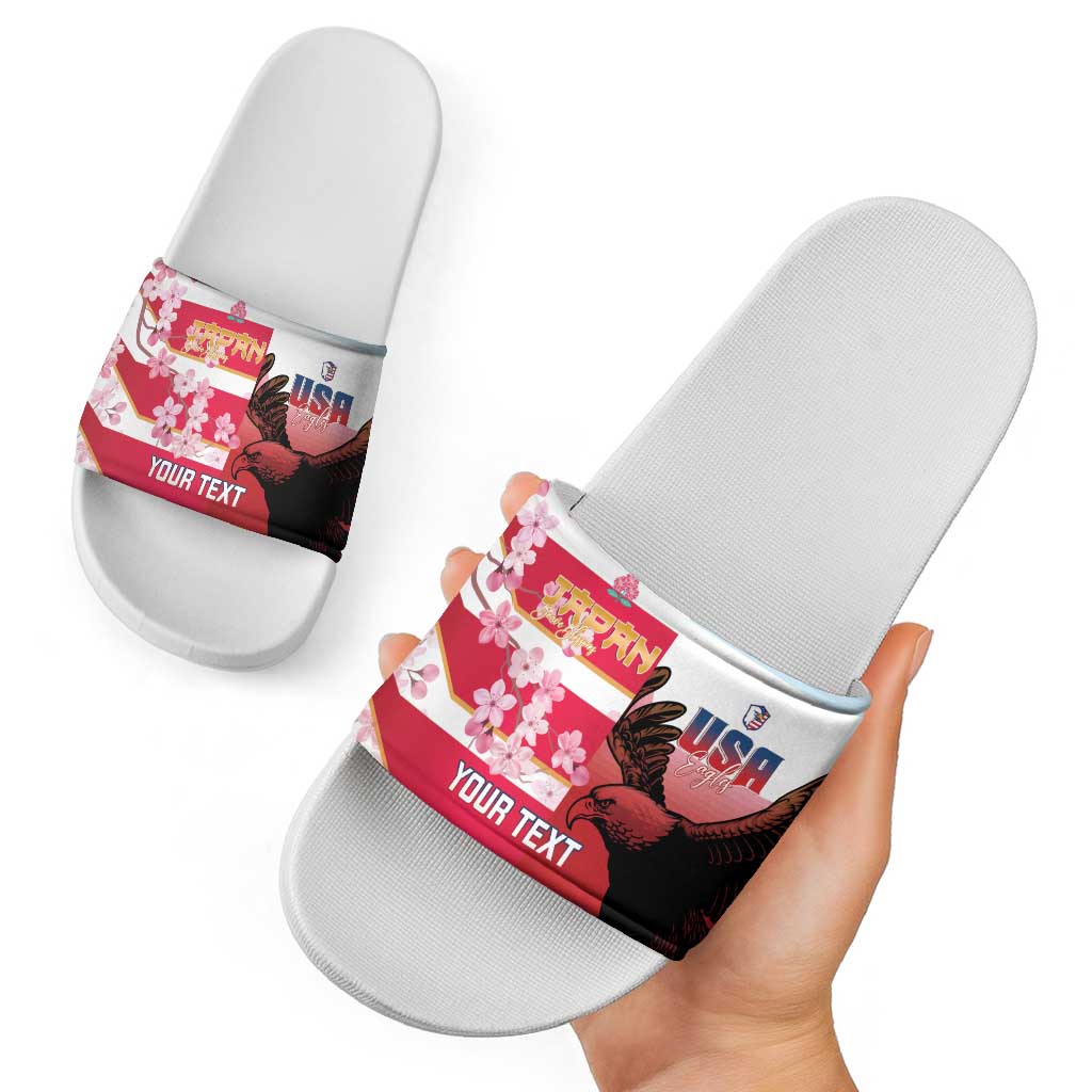 USA and Japan Rugby Custom Slide Sandals Eagles Brave Blossoms Together Pacific LT14