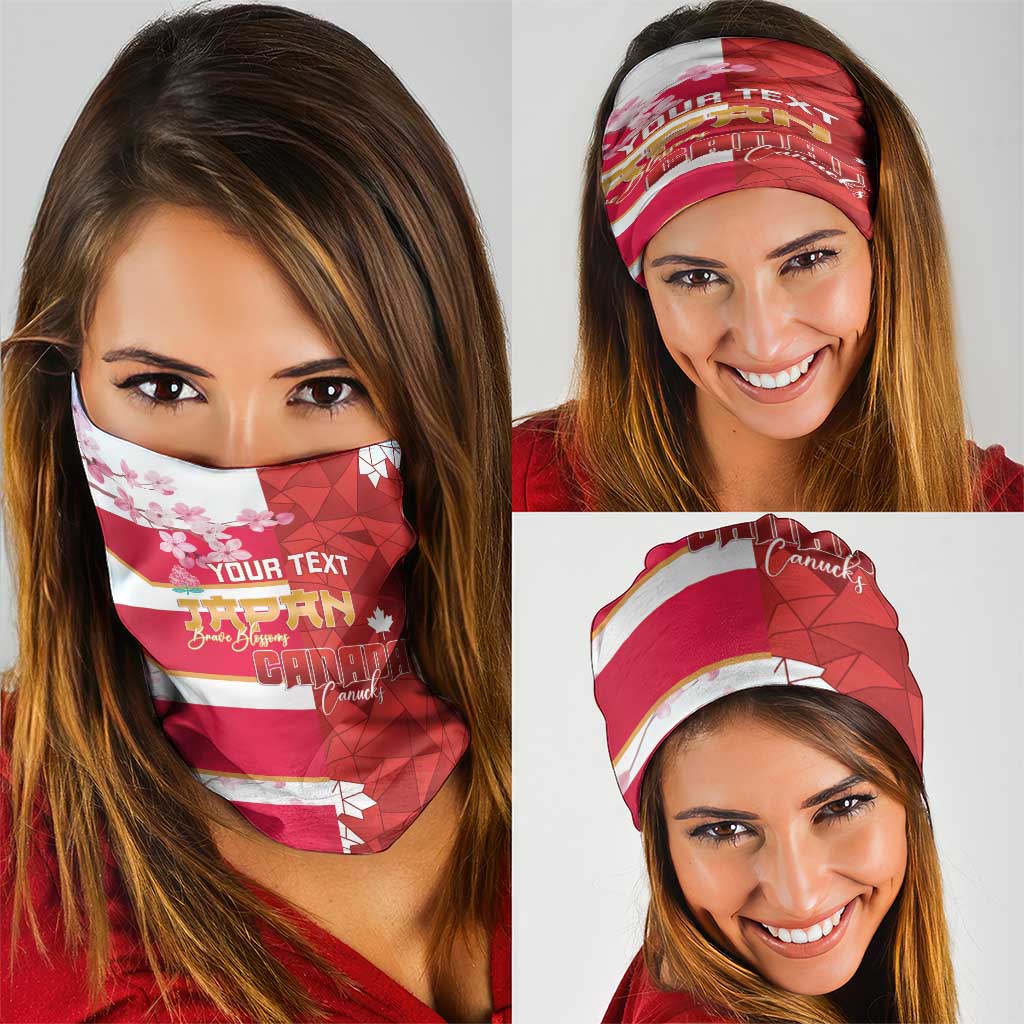 Canada and Japan Rugby Custom Neck Gaiter Canucks Brave Blossoms Together Pacific LT14