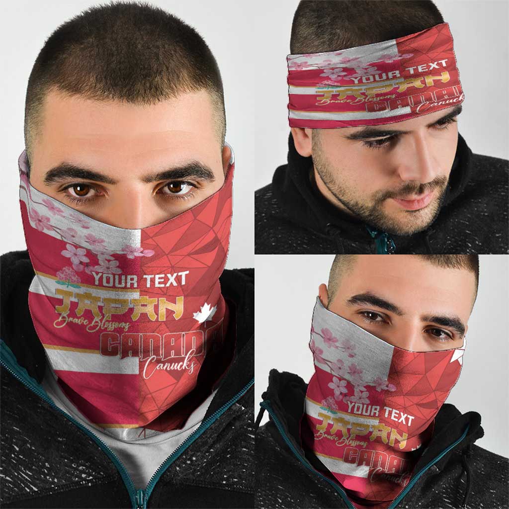 Canada and Japan Rugby Custom Neck Gaiter Canucks Brave Blossoms Together Pacific LT14