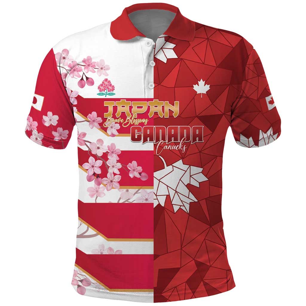Canada and Japan Rugby Custom Polo Shirt Canucks Brave Blossoms Together Pacific LT14