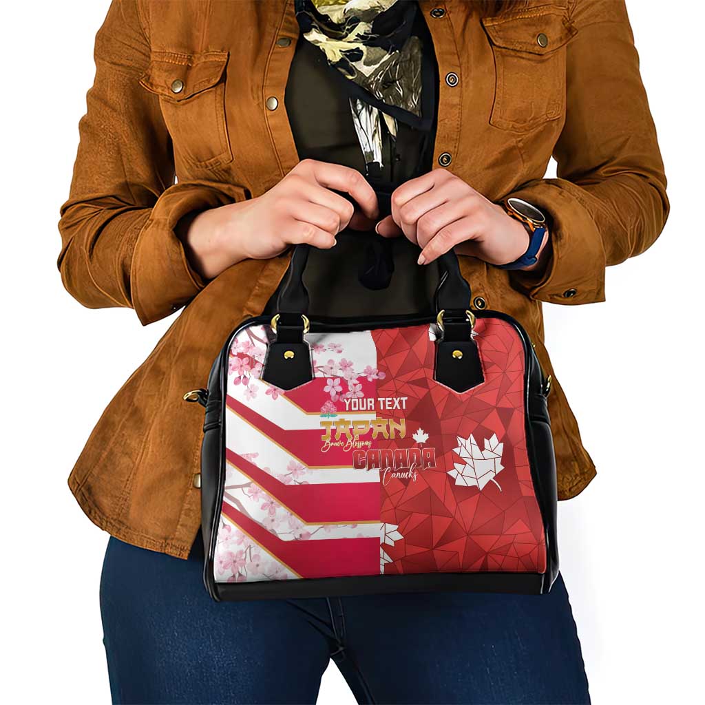 Canada and Japan Rugby Custom Shoulder Handbag Canucks Brave Blossoms Together Pacific LT14
