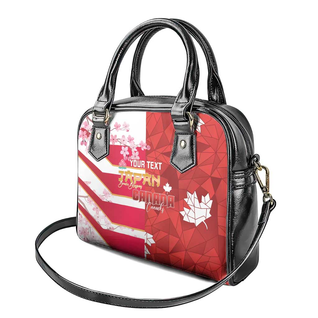 Canada and Japan Rugby Custom Shoulder Handbag Canucks Brave Blossoms Together Pacific LT14