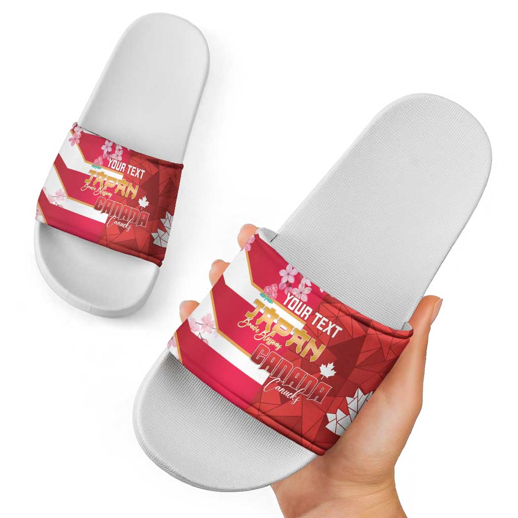 Canada and Japan Rugby Custom Slide Sandals Canucks Brave Blossoms Together Pacific LT14