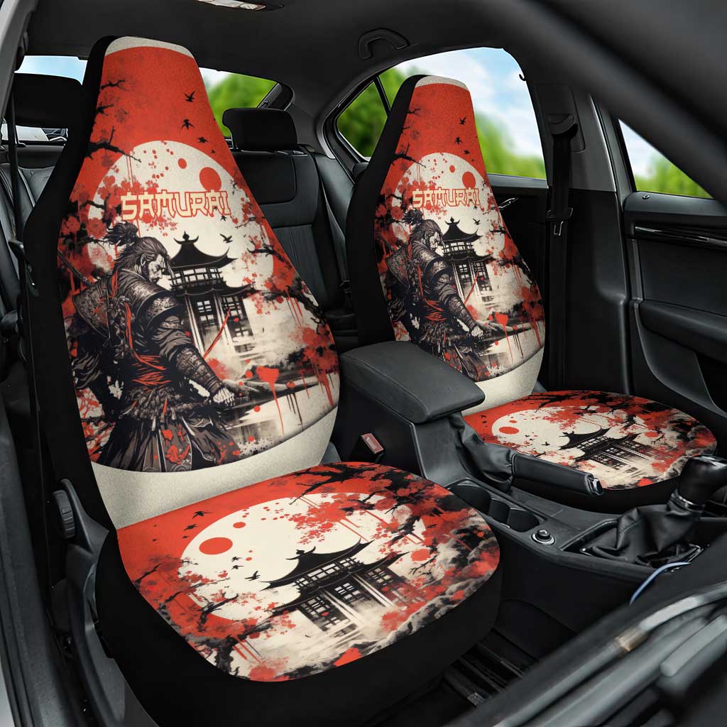 Samurai Warrior Japan Car Seat Cover Red-blossomed Tree Classic Japanese Stylized LT14