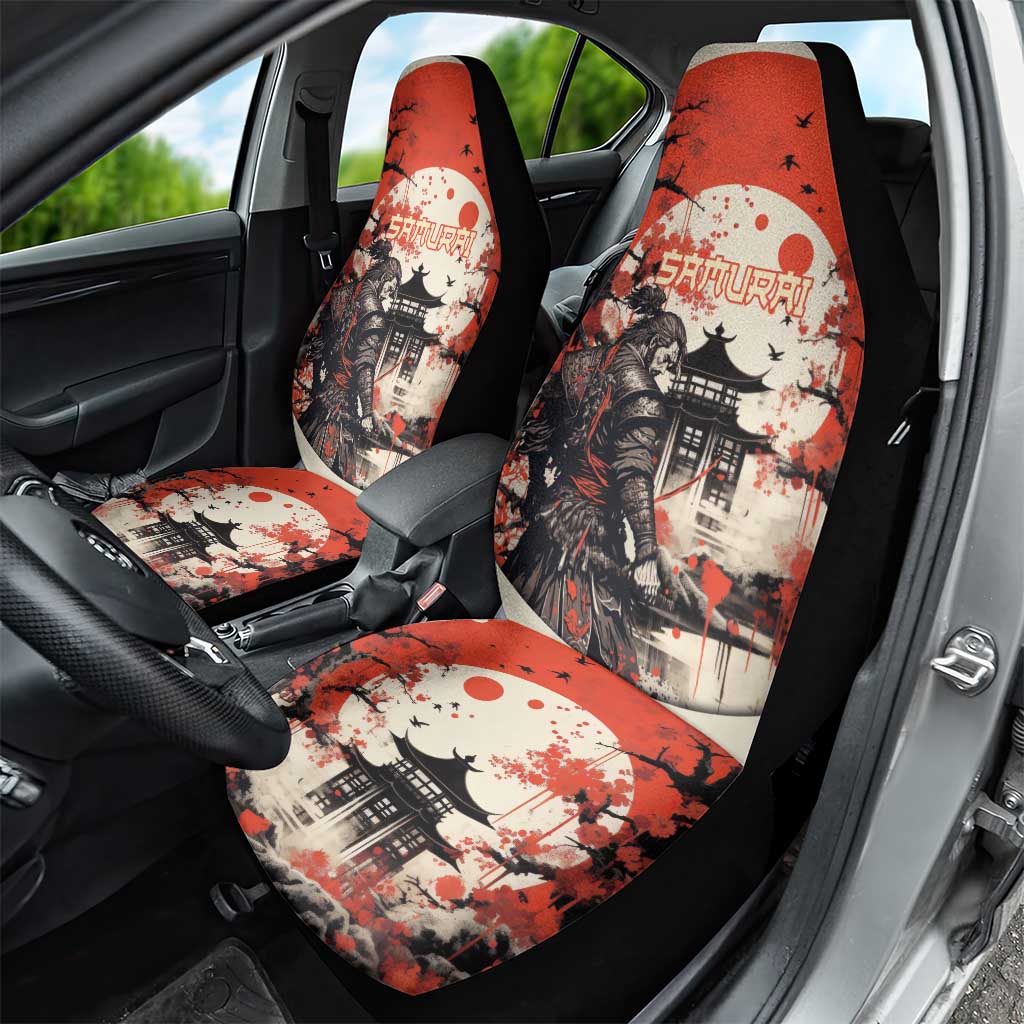 Samurai Warrior Japan Car Seat Cover Red-blossomed Tree Classic Japanese Stylized LT14