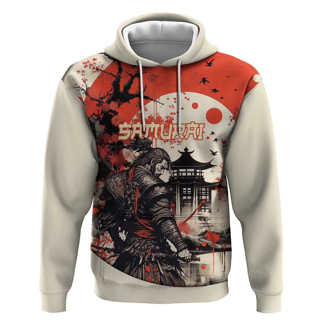 Samurai Warrior Japan Hoodie Red-blossomed Tree Classic Japanese Stylized LT14