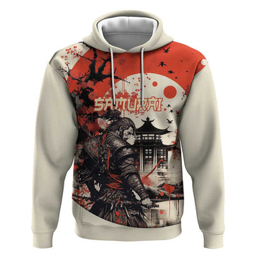 Samurai Warrior Japan Hoodie Red-blossomed Tree Classic Japanese Stylized LT14