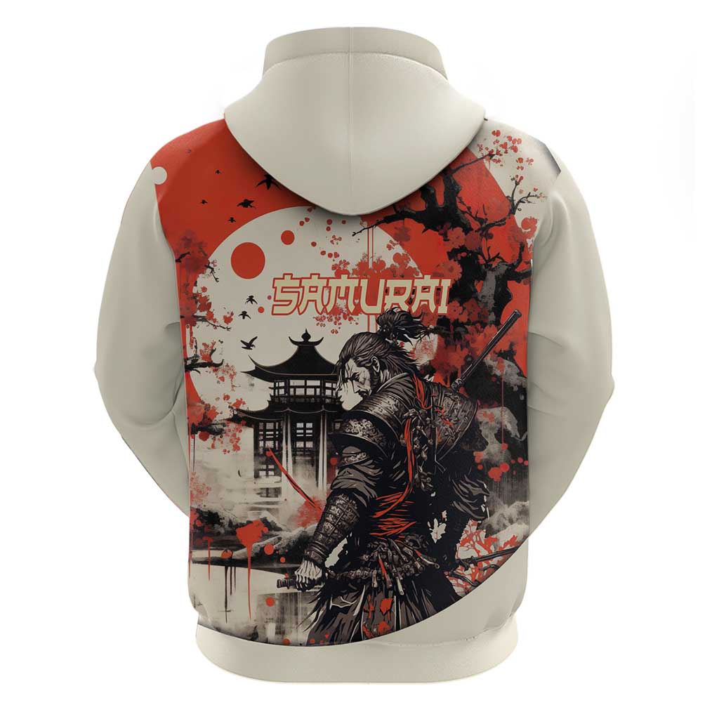 Samurai Warrior Japan Hoodie Red-blossomed Tree Classic Japanese Stylized LT14