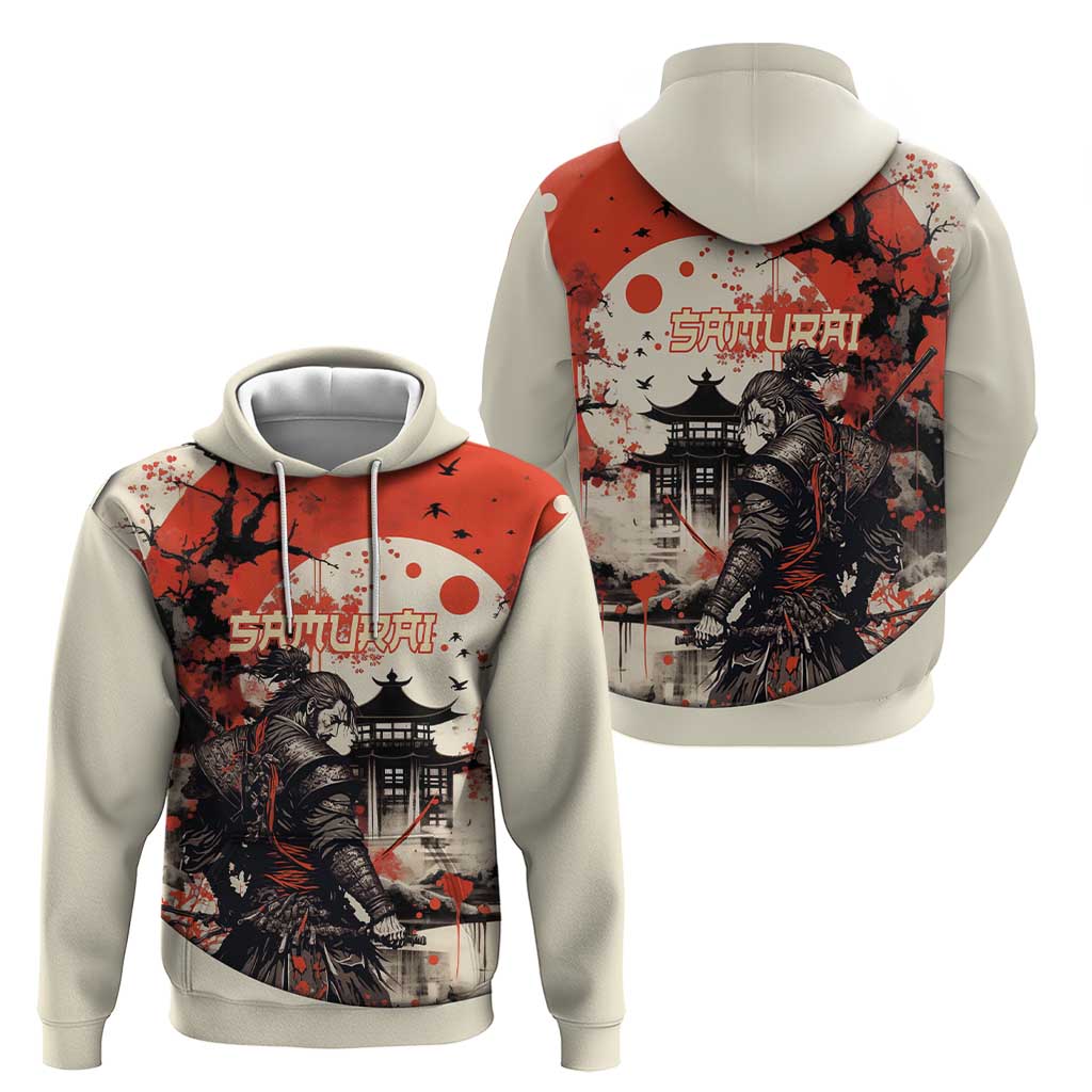 Samurai Warrior Japan Hoodie Red-blossomed Tree Classic Japanese Stylized LT14