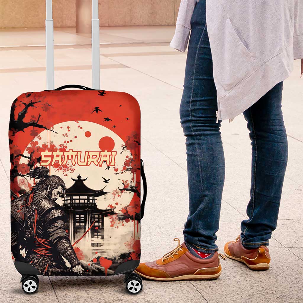 Samurai Warrior Japan Luggage Cover Red-blossomed Tree Classic Japanese Stylized LT14