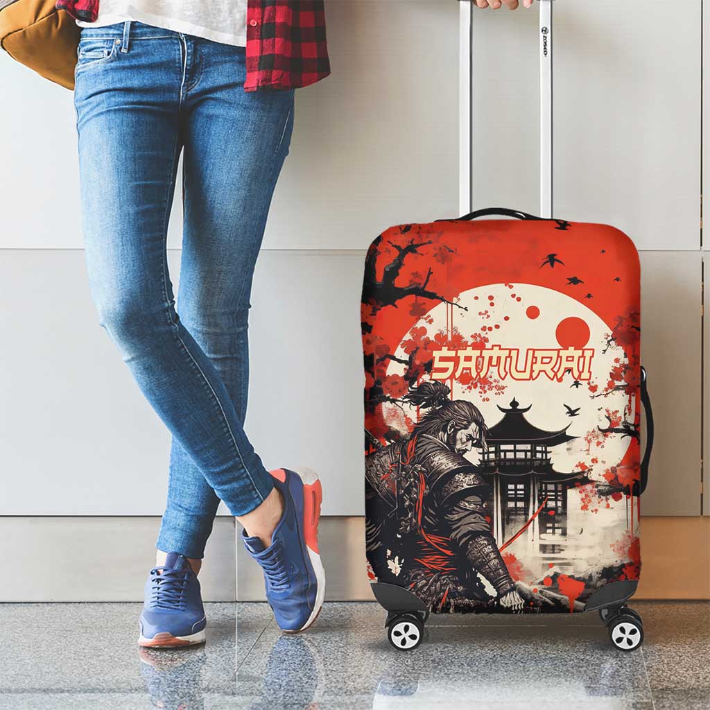 Samurai Warrior Japan Luggage Cover Red-blossomed Tree Classic Japanese Stylized LT14