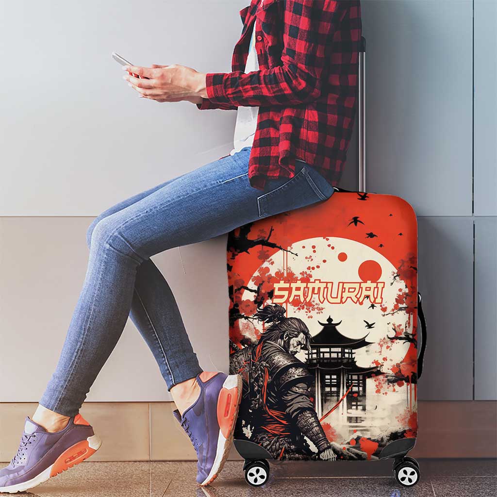 Samurai Warrior Japan Luggage Cover Red-blossomed Tree Classic Japanese Stylized LT14