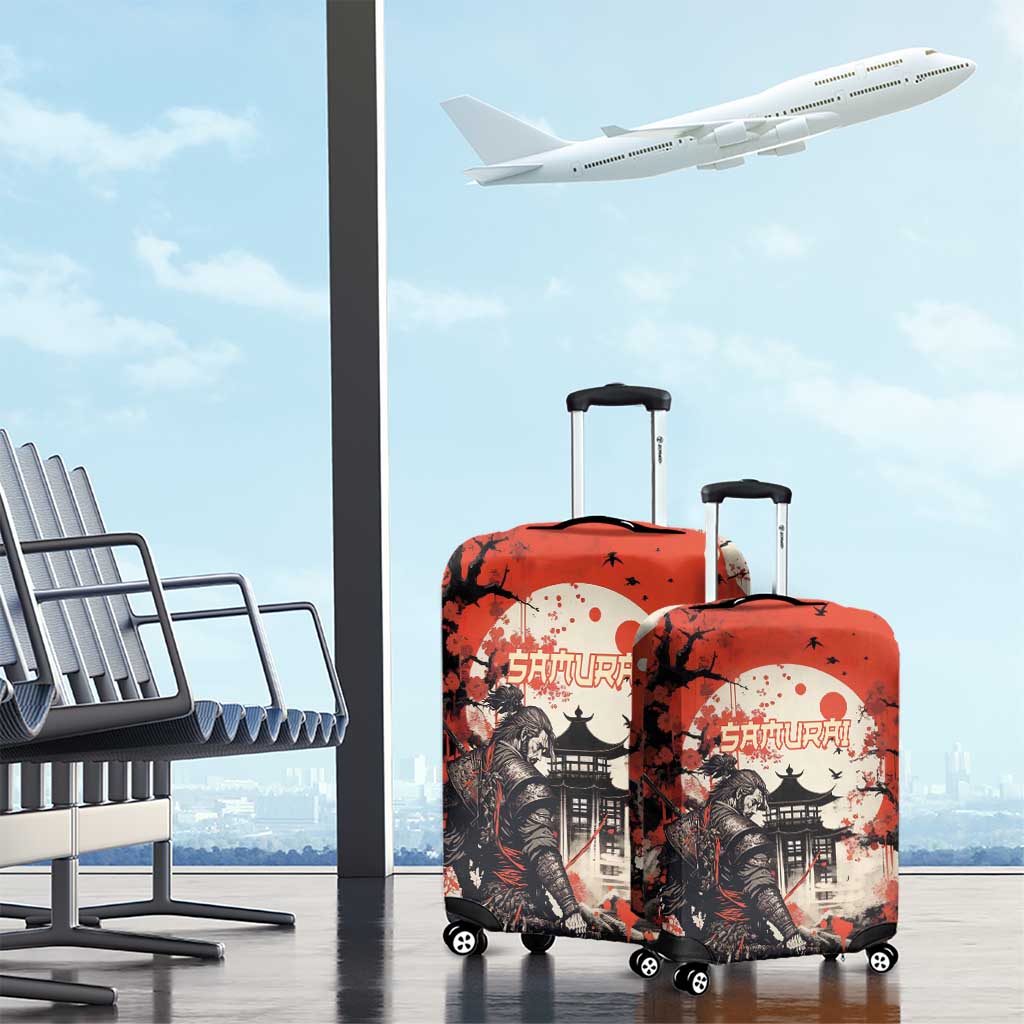 Samurai Warrior Japan Luggage Cover Red-blossomed Tree Classic Japanese Stylized LT14