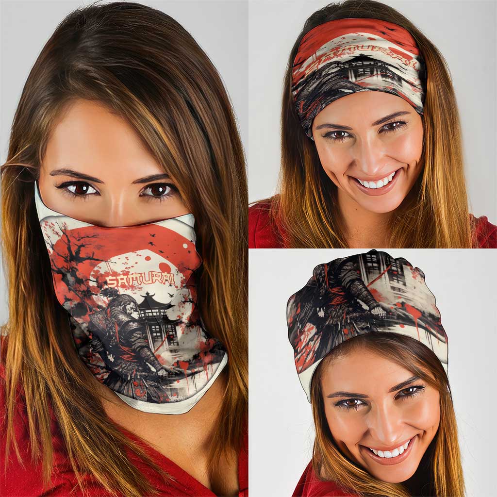 Samurai Warrior Japan Neck Gaiter Red-blossomed Tree Classic Japanese Stylized LT14