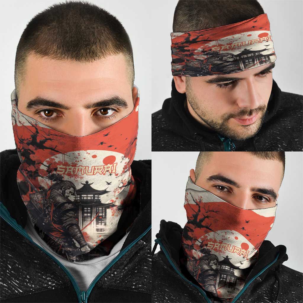Samurai Warrior Japan Neck Gaiter Red-blossomed Tree Classic Japanese Stylized LT14