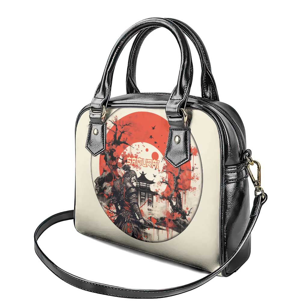 Samurai Warrior Japan Shoulder Handbag Red-blossomed Tree Classic Japanese Stylized LT14