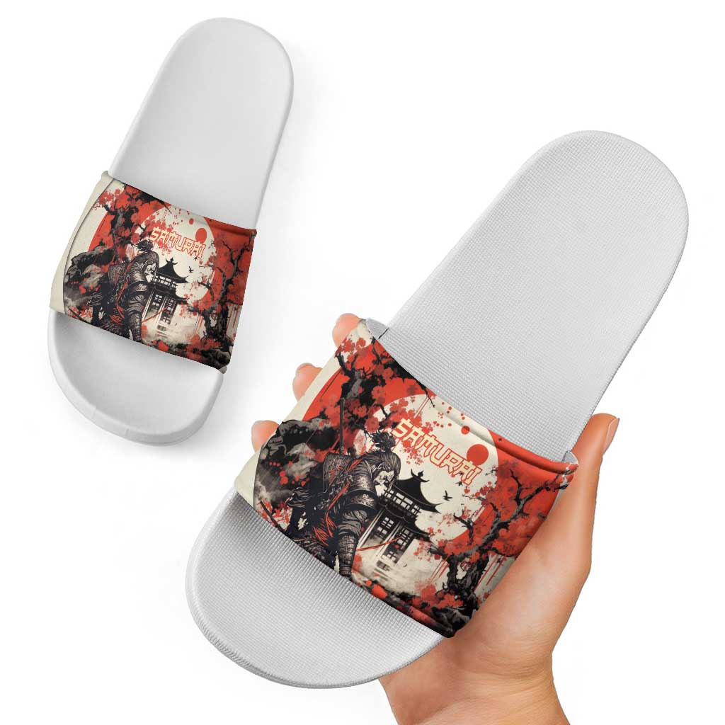 Samurai Warrior Japan Slide Sandals Red-blossomed Tree Classic Japanese Stylized LT14