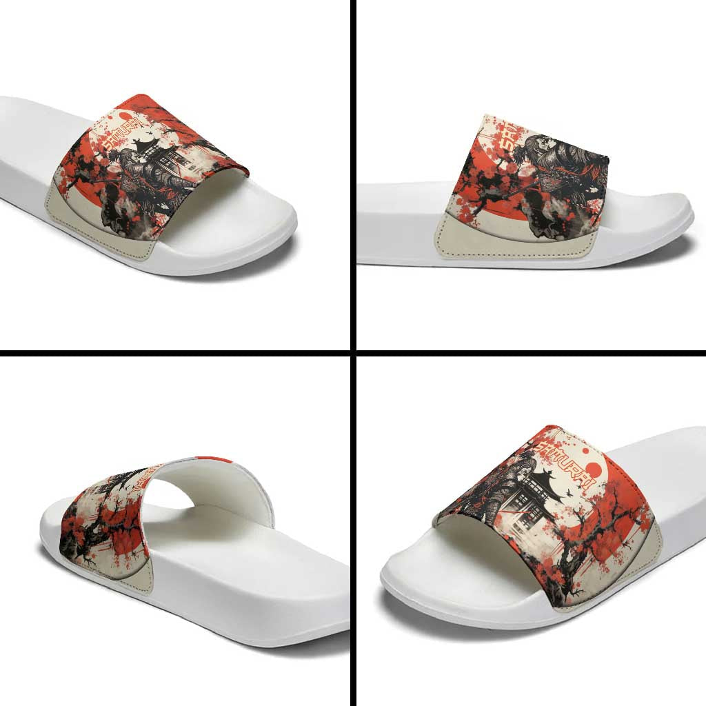 Samurai Warrior Japan Slide Sandals Red-blossomed Tree Classic Japanese Stylized LT14