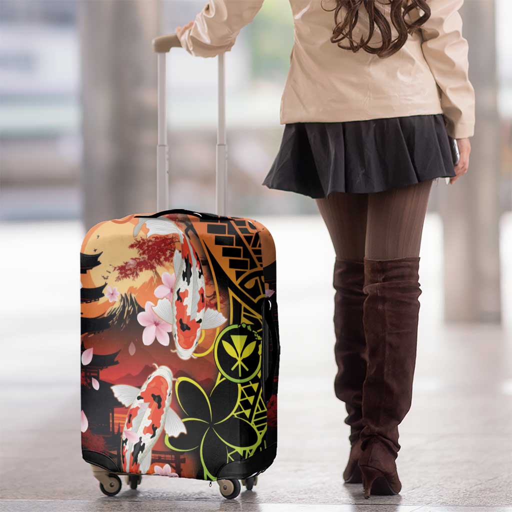Hawaiian and Japanese Luggage Cover Koi Fish With Kanaka Polynesian Tattoo LT14
