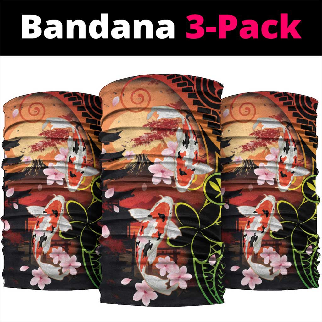 Hawaiian and Japanese Neck Gaiter Koi Fish With Kanaka Polynesian Tattoo LT14