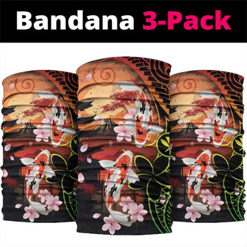 Hawaiian and Japanese Neck Gaiter Koi Fish With Kanaka Polynesian Tattoo LT14