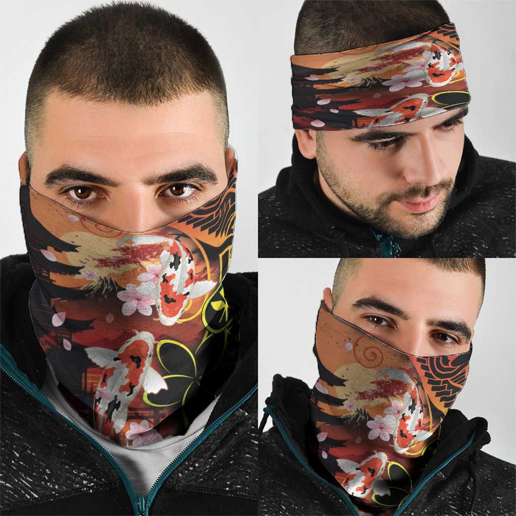 Hawaiian and Japanese Neck Gaiter Koi Fish With Kanaka Polynesian Tattoo LT14