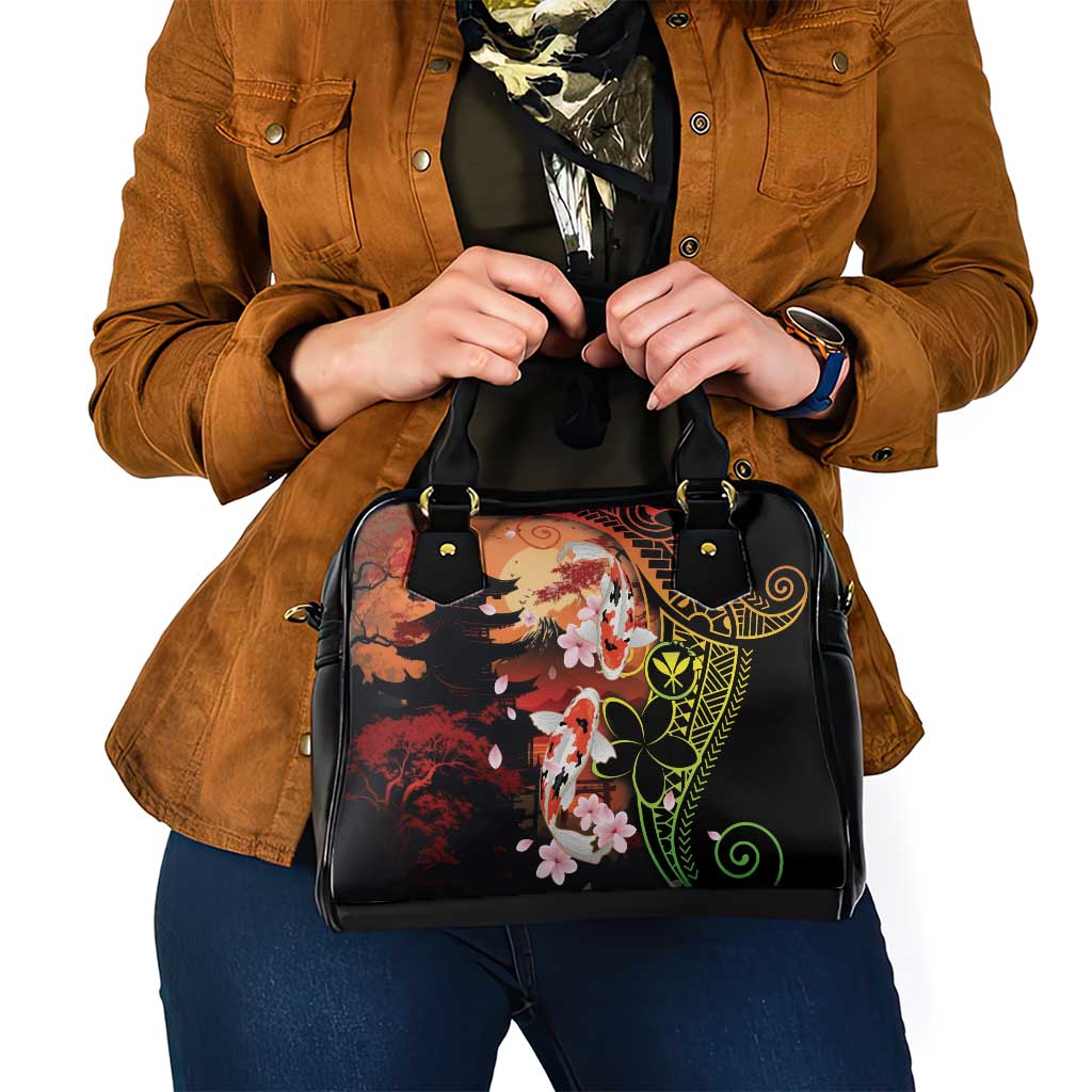 Hawaiian and Japanese Shoulder Handbag Koi Fish With Kanaka Polynesian Tattoo LT14