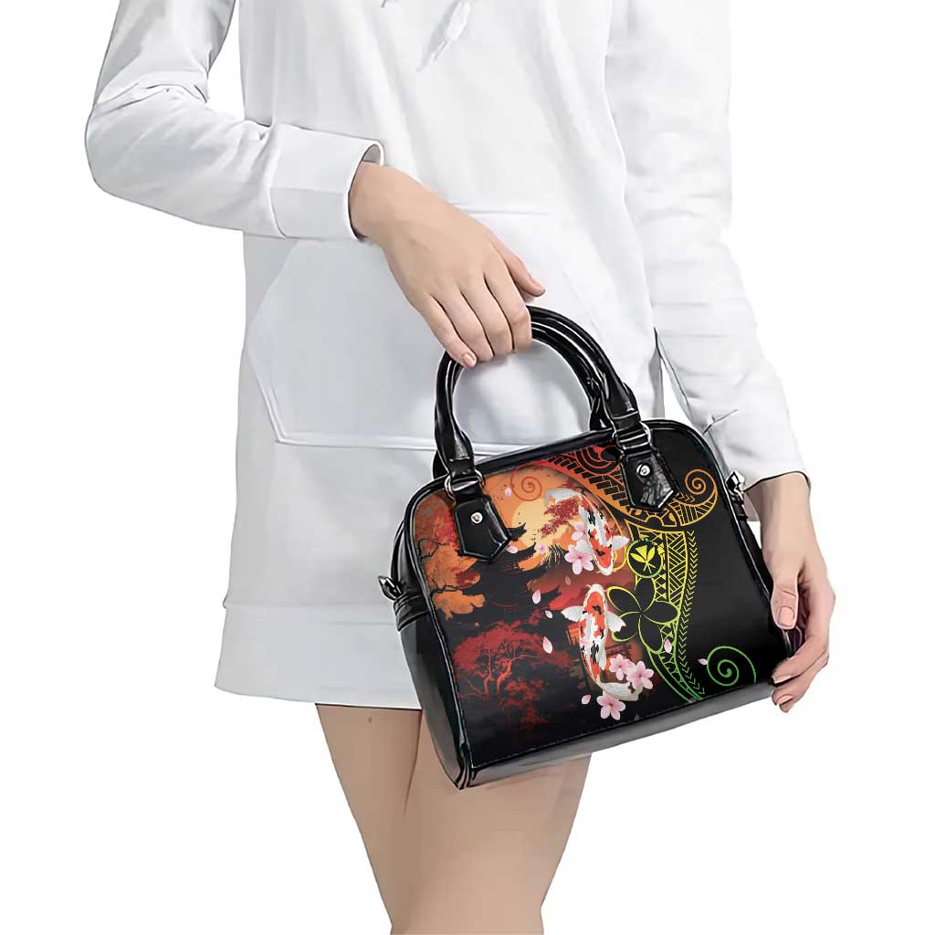 Hawaiian and Japanese Shoulder Handbag Koi Fish With Kanaka Polynesian Tattoo LT14