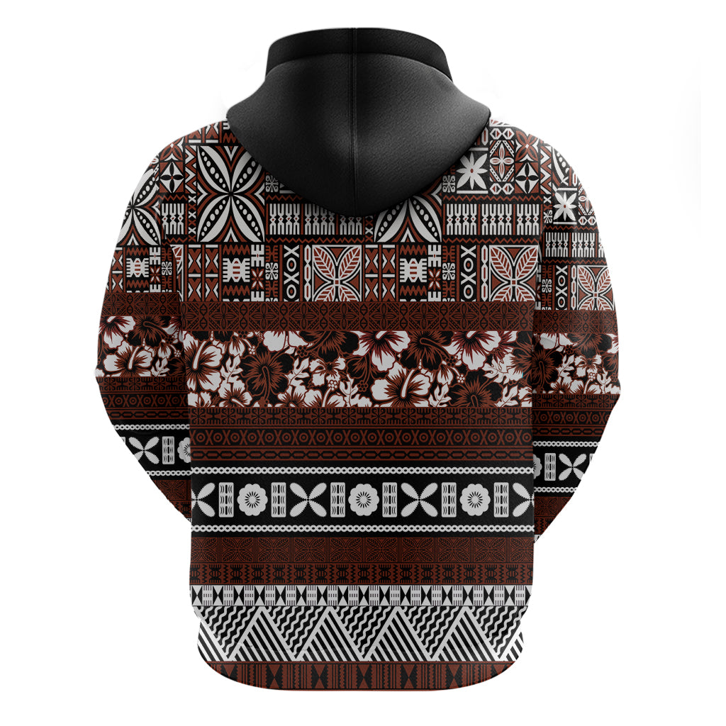 Bula Fiji Hoodie Fijian Tapa Masi With Hibiscus Flowers LT14