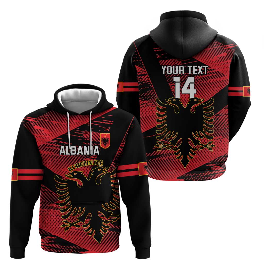 Custom Albania Football Hoodie Go Kuqezinjte - Grunge Style LT14