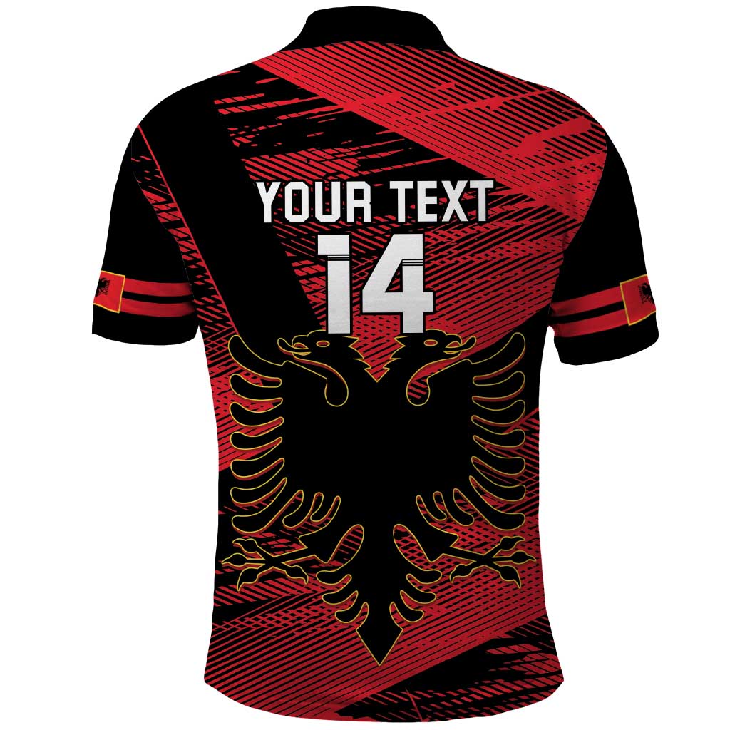 Custom Albania Football Polo Shirt Go Kuqezinjte - Grunge Style LT14