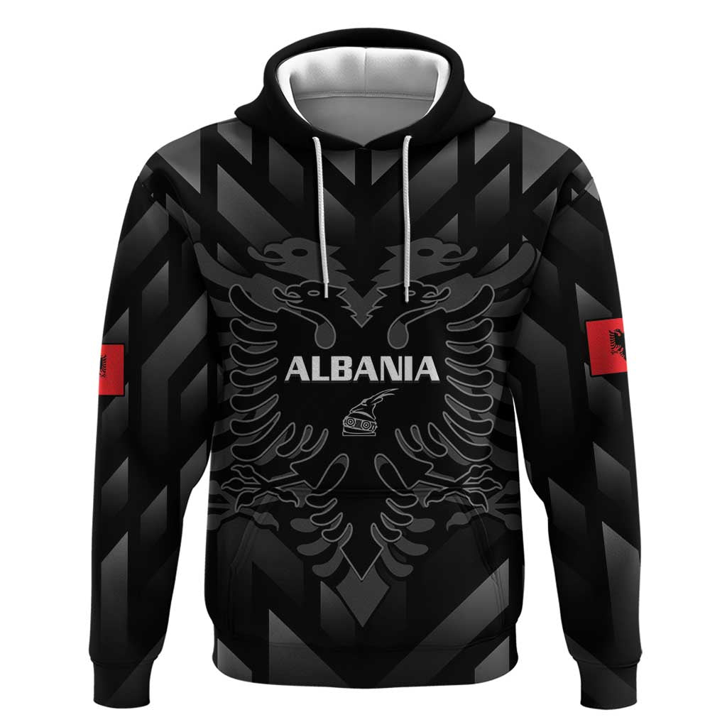 Custom Albania Football Hoodie Albanian Kastrioti Eagle - Black Style LT14