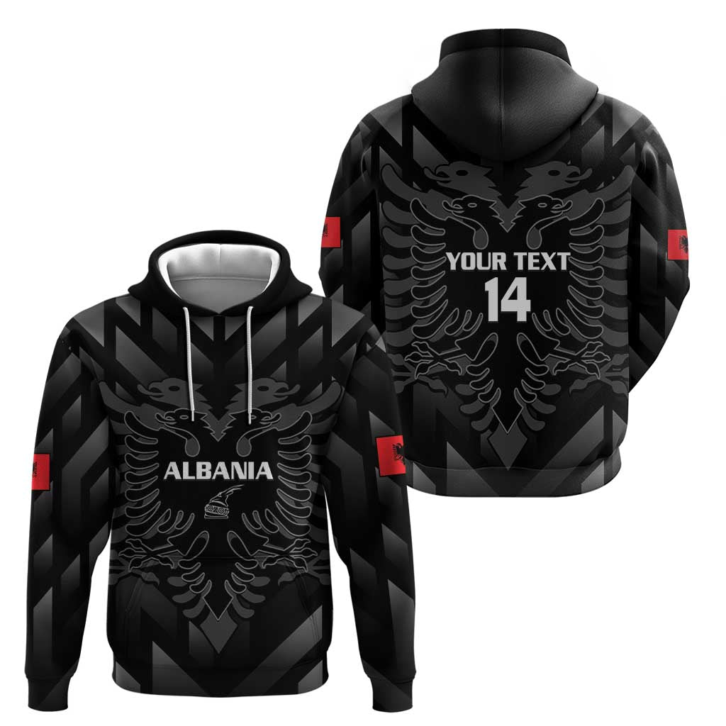 Custom Albania Football Hoodie Albanian Kastrioti Eagle - Black Style LT14