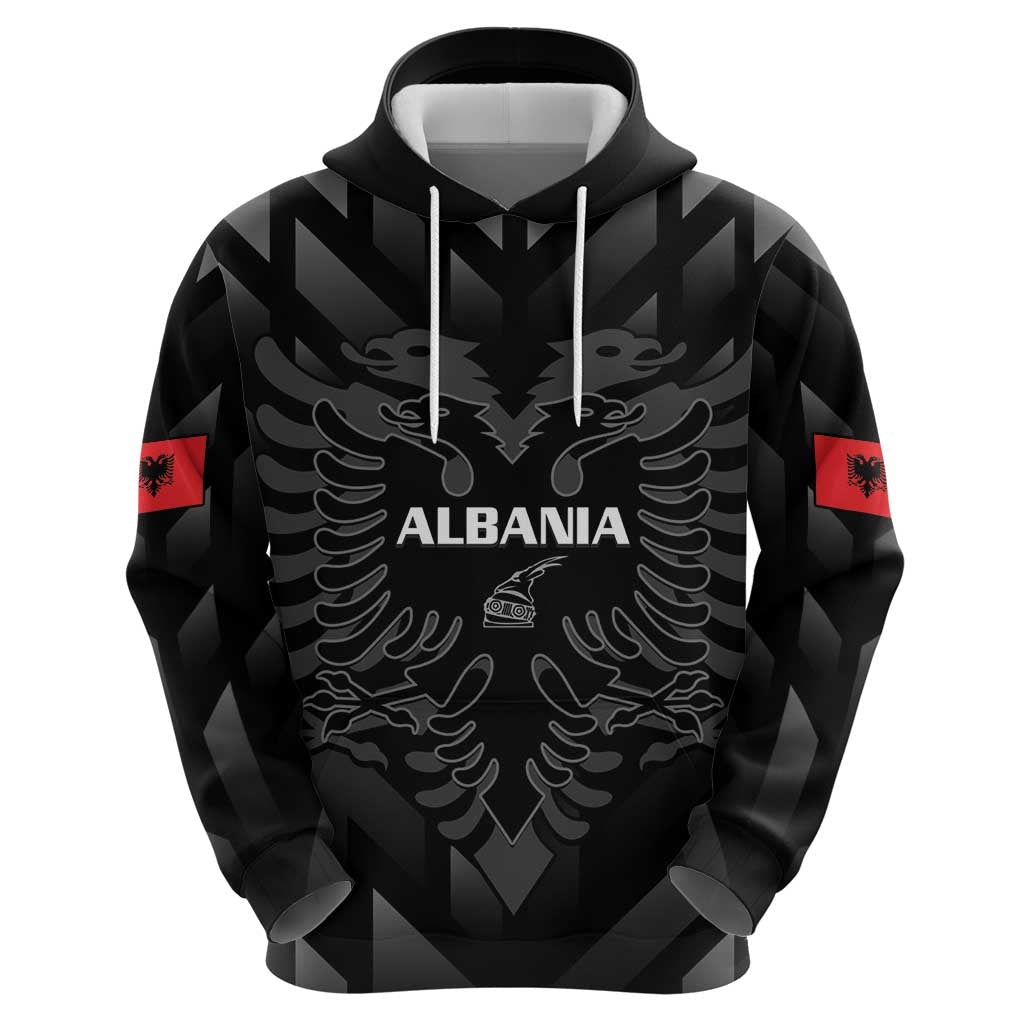 Custom Albania Football Hoodie Albanian Kastrioti Eagle - Black Style LT14