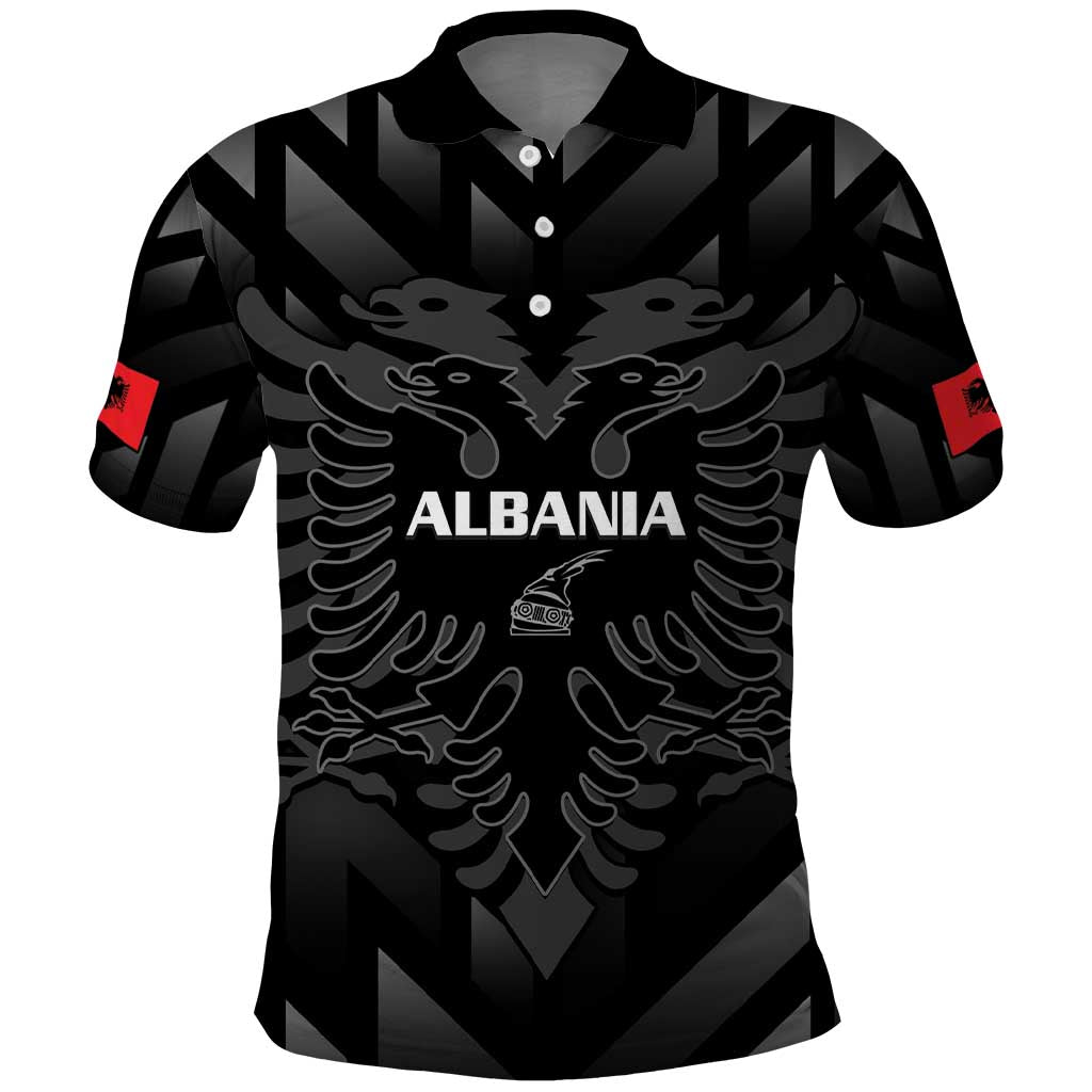 Custom Albania Football Polo Shirt Albanian Kastrioti Eagle - Black Style LT14