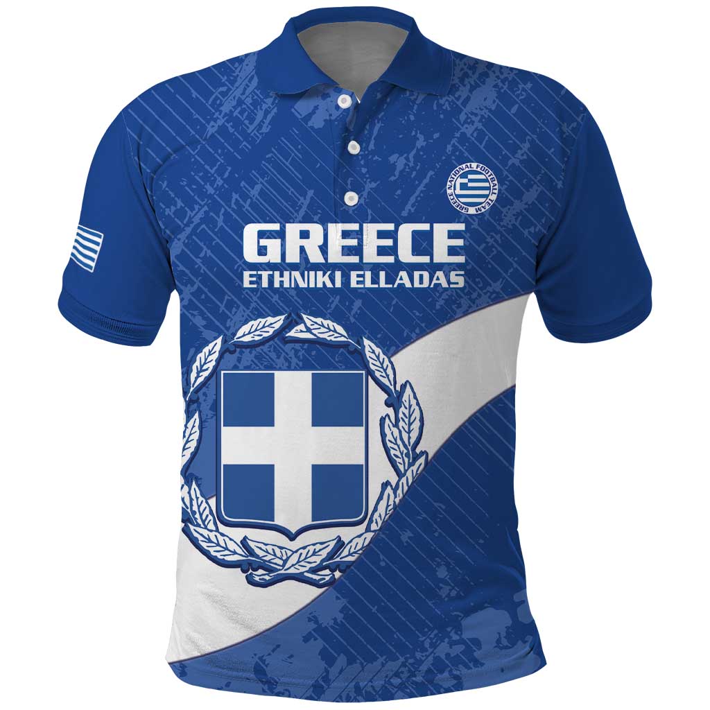 Custom Greece Football Polo Shirt Ethniki Elladas - Blue Version LT14