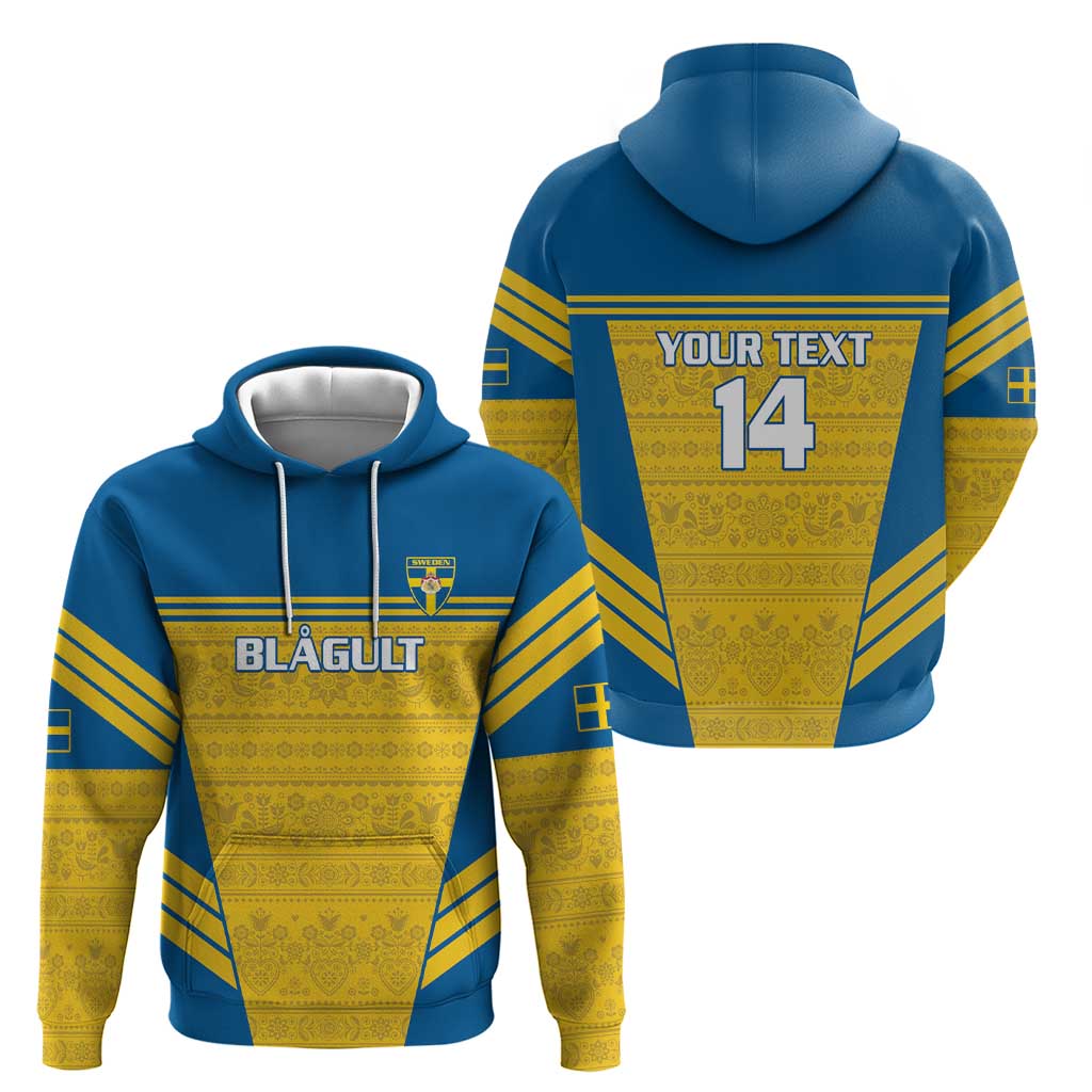 Custom Sweden Football Hoodie Go Blagult - Scandinavian Pattern LT14