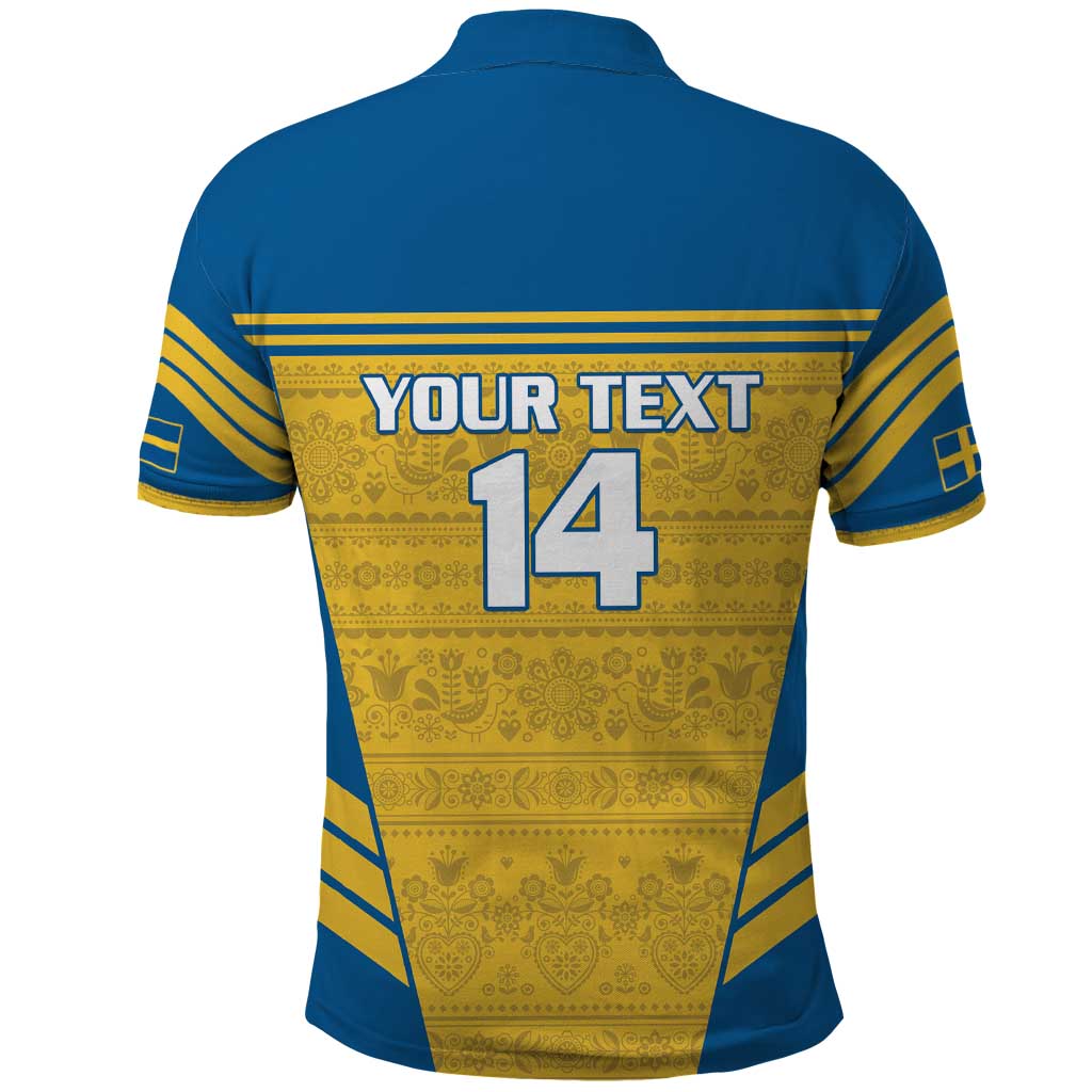 Custom Sweden Football Polo Shirt Go Blagult - Scandinavian Pattern LT14