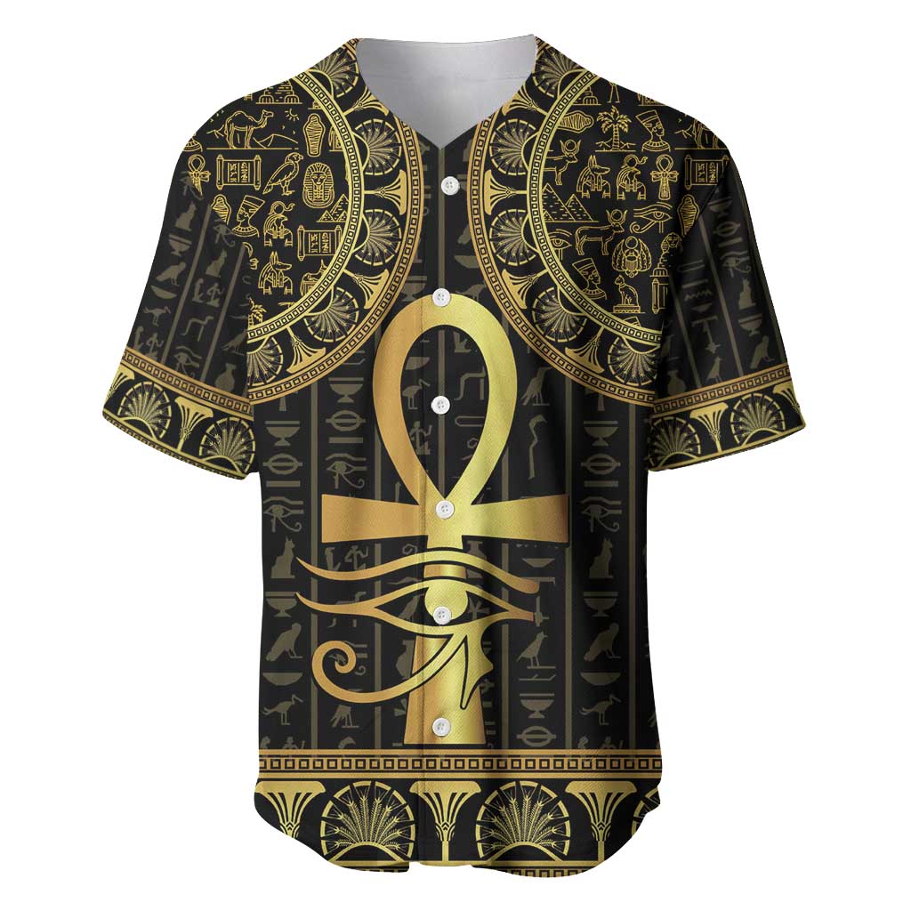 Afro Ancient Egypt Ankh and Eye Of Horus Baseball Jersey Egyptian Hieroglyphs LT14