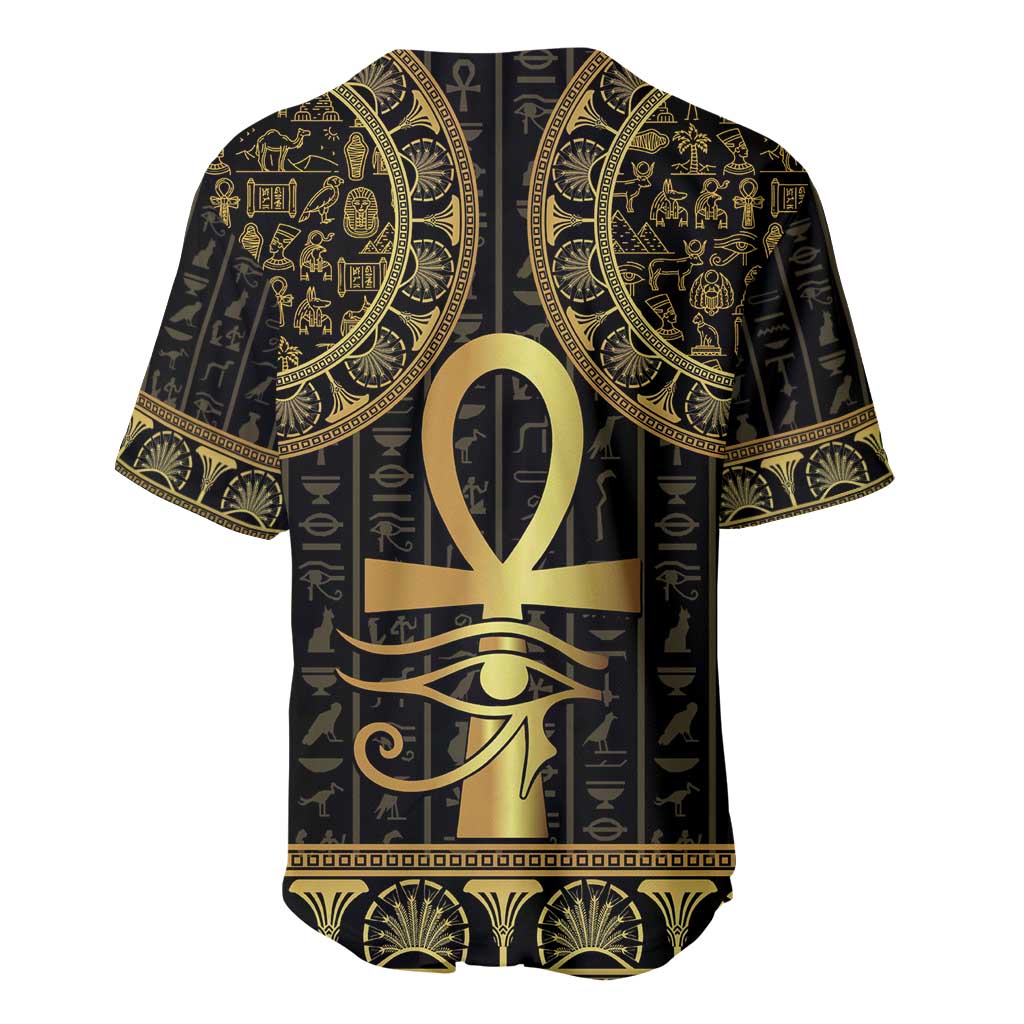 Afro Ancient Egypt Ankh and Eye Of Horus Baseball Jersey Egyptian Hieroglyphs LT14