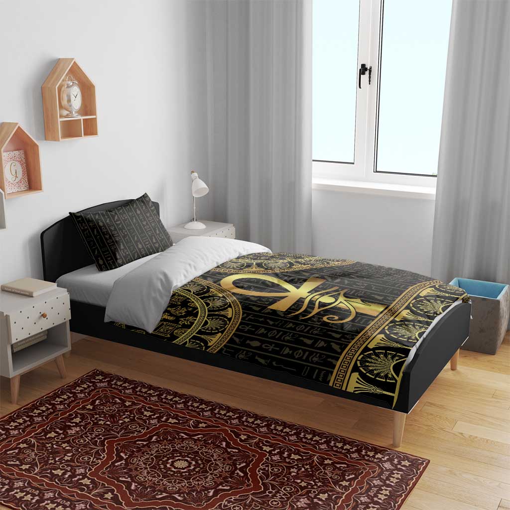 Afro Ancient Egypt Ankh and Eye Of Horus Bedding Set Egyptian Hieroglyphs LT14