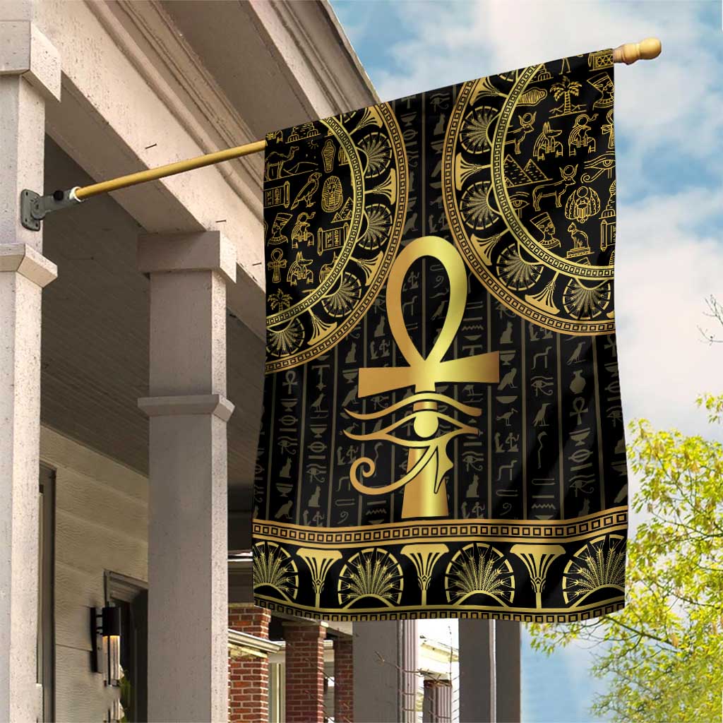 Afro Ancient Egypt Ankh and Eye Of Horus Garden Flag Egyptian Hieroglyphs LT14